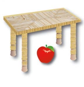 There is an apple under the table